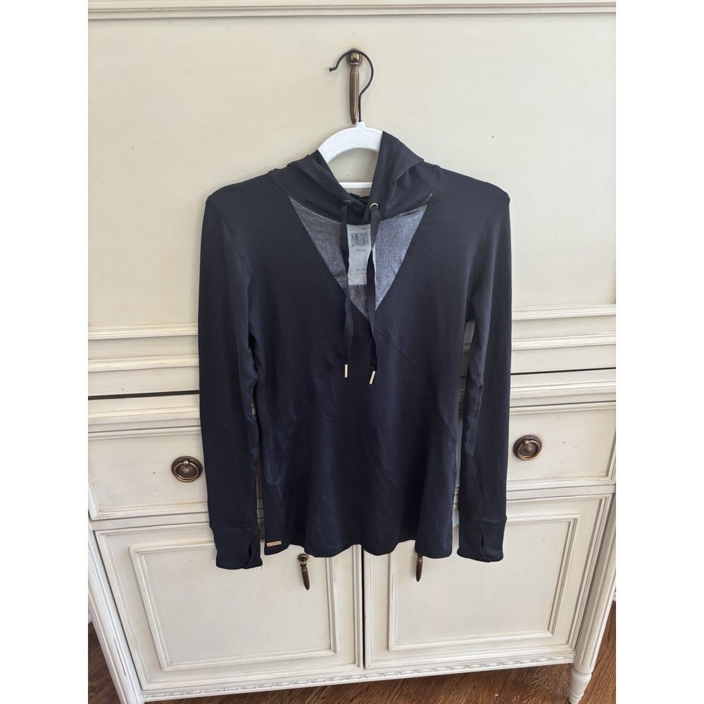 Alala NWT Black Athleisure Workout Pullover Hoodie Made In‎ USA Small Mesh